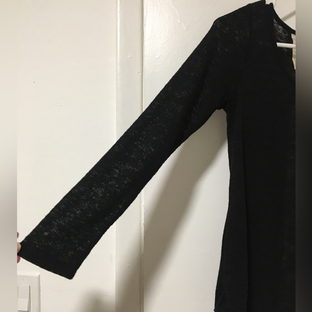 Charlotte Russe Black Heathered Crochet Lace Accent Top XS - Picture 3 of 13